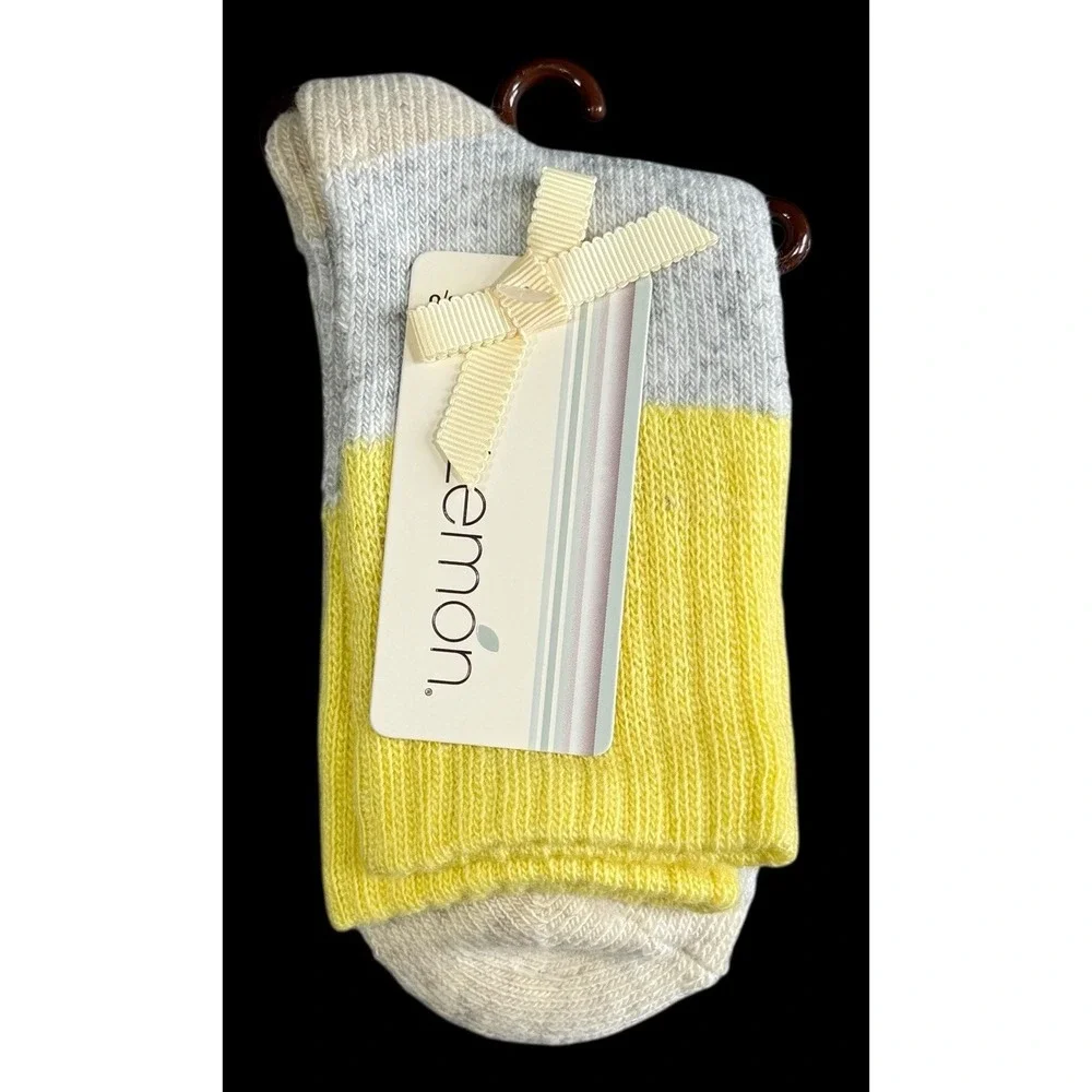 Lemon The Lemon Collection Women's Crew Socks Gray/Yellow One Size (3 Pack)